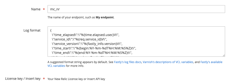 Fastly Log Format Configuration